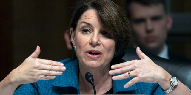 Minnesota Sen. Amy Klobuchar, pictured here, and Kansas Sen. Jerry Moran introduced an amendment on Wednesday that would create a path to residency for Afghans who were paroled into the U.S. in the wake of the chaotic withdrawal from Afghanistan.