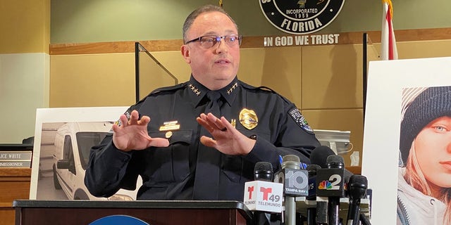 North Port Police hold a press conference on Thursday asking the public to provide any information that might help bring Gabby Petito home safely. (Maciel/BACKGRID)