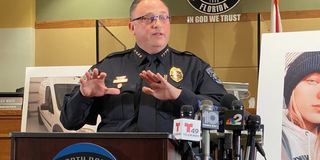 North Port Police hold a press conference on Thursday asking the public to provide any information that might help bring Gabby Petito home safely. (Maciel/BACKGRID)