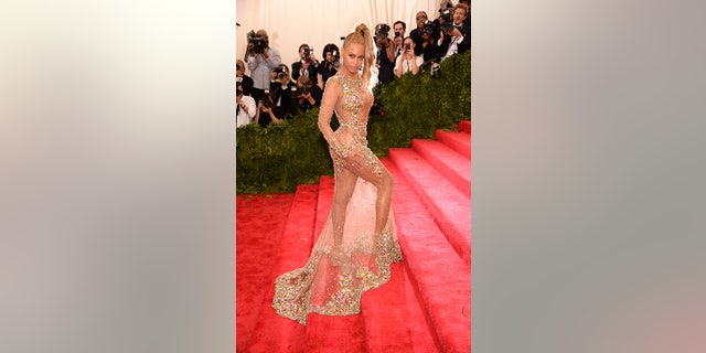 Beyonce put her figure on display in a sheer dress at the 2015 Met Gala.