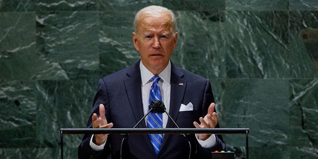 US President Joe Biden addresses the 76th session of the United Nations General Assembly on September 21, 2021 in New York City.