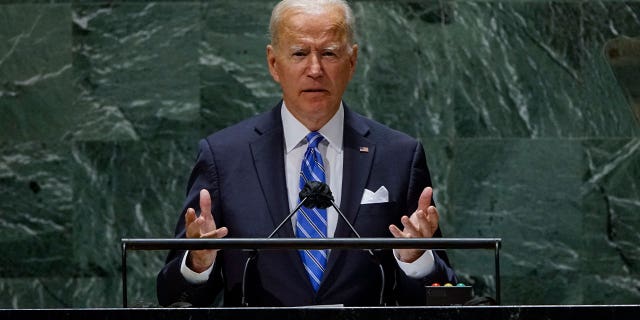 US President Joe Biden addresses the 76th session of the United Nations General Assembly on September 21, 2021 in New York City.