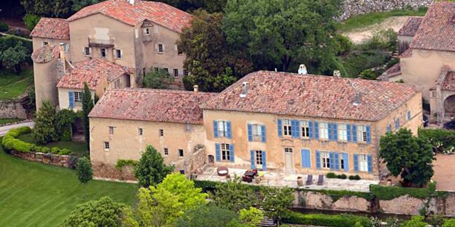 An aerial view taken on May 31, 2008 in Le Val, southeastern France, shows the Chateau Miraval, a vineyard estate owned by companies helmed by exes Brad Pitt and Angelina Jolie.