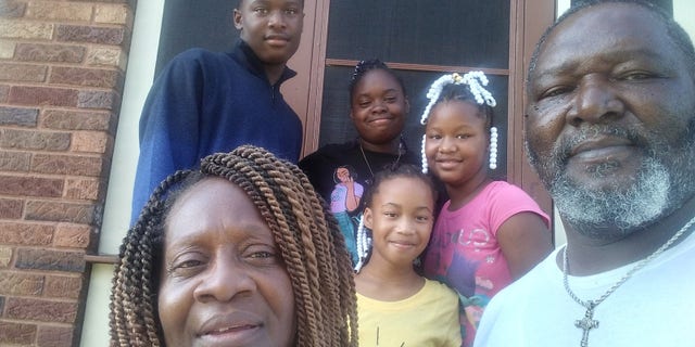 Karen and Tobias Thompson, both 55, from Cincinnati, Ohio, adopted 14-year-olds Wilnya and William and 9-year-olds Shania and Sharleathea last week.