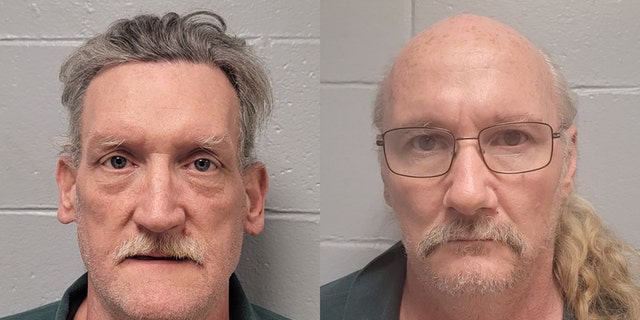 Timothy Norton, 56, and James Phelps, 58, are facing charges after they allegedly kept a missing woman in a cage in Missouri. (Dallas County Sheriff's Office)