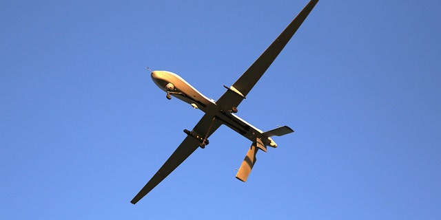  U.S. Air Force MQ-1B Predator unmanned aerial vehicle (UAV), carrying a Hellfire missile.