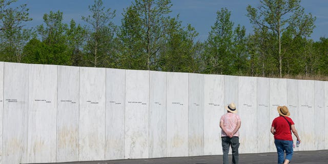 People visit the Flight 93 National Memorial in Shanksville, Pennsylvania on May 26, 2021.