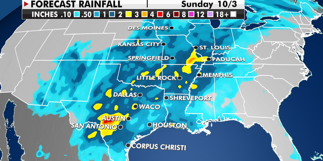 Forecast rainfall across the Central U.S.