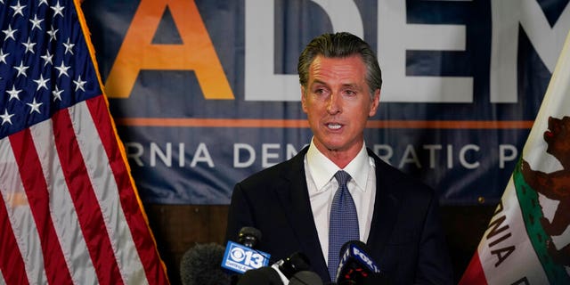 California Governor Gavin Newsom speaks to reporters after pushing back the recall attempt to remove him from office at California Democratic Party John L. Burton headquarters in Sacramento, Calif. On Tuesday, September 14, 2021. ( AP Photo / Rich Pedroncelli)