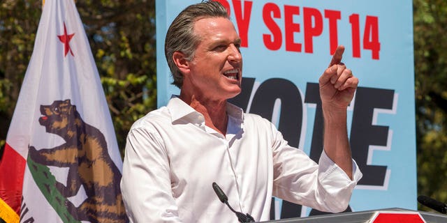 California Democratic Gov. Gavin Newsom campaigns against the California recall election in Culver City on Sept. 4, 2021.