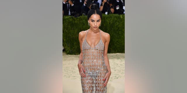 The actress wore a shimmering mesh dress on the Met Gala 2021 red carpet, where she and rumored boyfriend Channing Tatum walked separately.