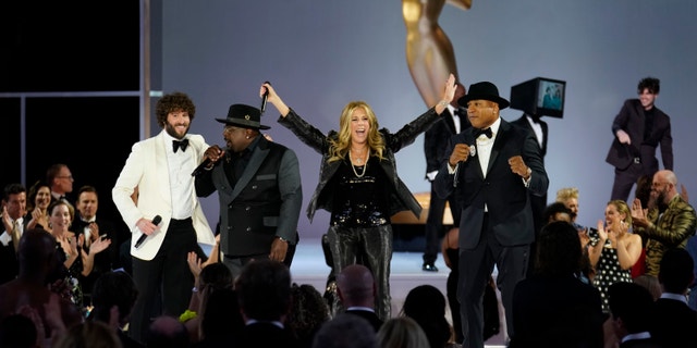 LOS ANGELES - SEPTEMBER 19: Cedric The Entertainer, Rita Wilson, and LL Cool J appear at the 73RD EMMY AWARDS, broadcast Sunday, Sept. 19Cliff Lipson/CBS via Getty Images (8:00-11:00 PM, live ET/5:00-8:00 PM, live PT) on the CBS Television Network and available to stream live and on demand on Paramount+. (Photo by )