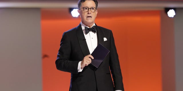 Late night host Stephen Colbert took the stage to present the award for Outstanding Supporting Actress in a Drama Series, but first joked about Gov. Gavin Newsom's recent recall election in California. 