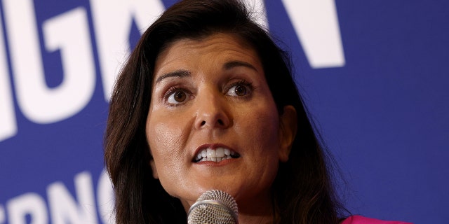 Former South Carolina Gov. Nikki Haley (R-SC) speaks during a campaign event for Virginia gubernatorial candidate Glenn Youngkin (L) (R-VA) July 14, 2021 in McLean, Virginia. (Photo by Win McNamee/Getty Images)