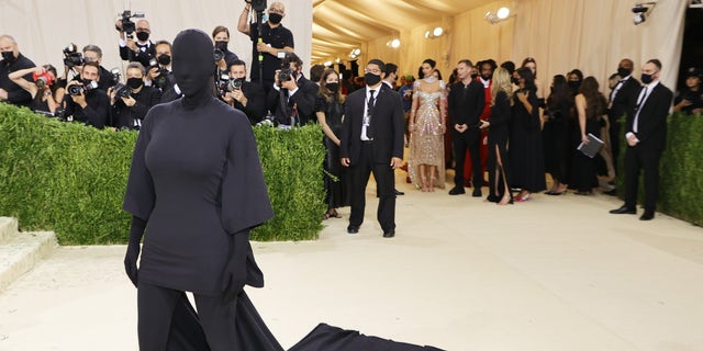 Kim Kardashian wore a custom Balenciaga outfit. 
