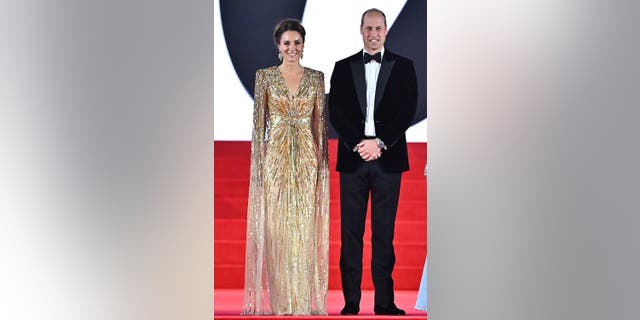 Catherine, Duchess of Cambridge and Prince William, Duke of Cambridge attend the world premiere of 'No Time To Die' at Royal Albert Hall on September 28, 2021 in London, England.