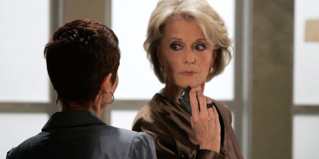 Constance Towers on the set of "General Hospital"
