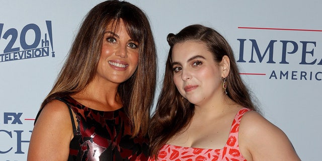 (L-R) Monica Lewinsky and Beanie Feldstein attend the premiere of FX's ‘Impeachment: American Crime Story’ at Pacific Design Center on September 1, 2021 in West Hollywood, Calif. 