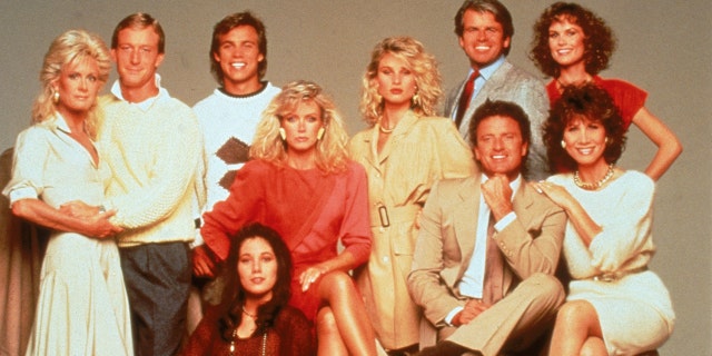 The cast of the American prime time television soap opera 'Knots Landing' pose for a publicity still, circa 1980.