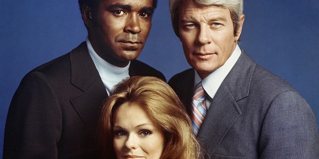 "Mission: Impossible" cast members from left, Greg Morris as Barney Collier, Lynda Day George as Casey and Peter Graves as James Phelps, Aug. 2, 1972.