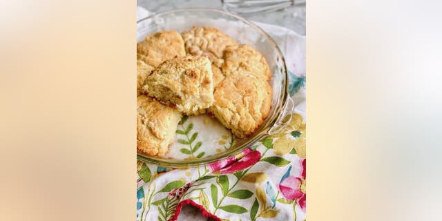 The buttermilk biscuits can be made in a single baking pan. According to Debi Morgan, it’s OK for the biscuit dough to touch.