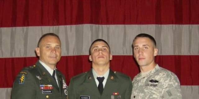 Lt. Col. Perry Blackburn, left, with his sons Victor Blackburn, middle, and Trey Blackburn, right. All three served in Afghanistan.