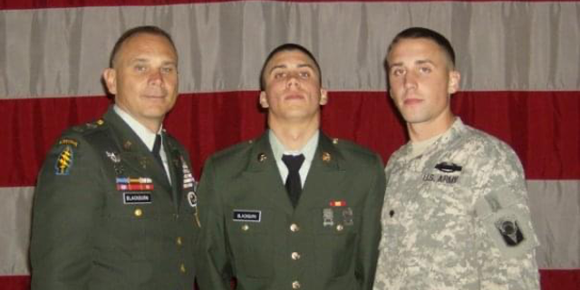 Lt. Col. Perry Blackburn, left, with his sons Victor Blackburn, middle, and Trey Blackburn, right. All three served in Afghanistan.