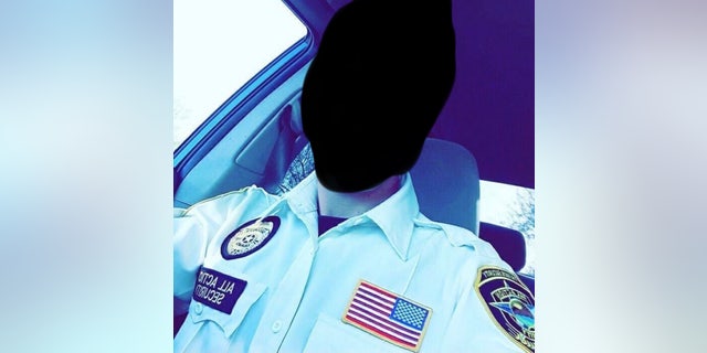 Zekria in his uniform for the security company he works for in Arizona.