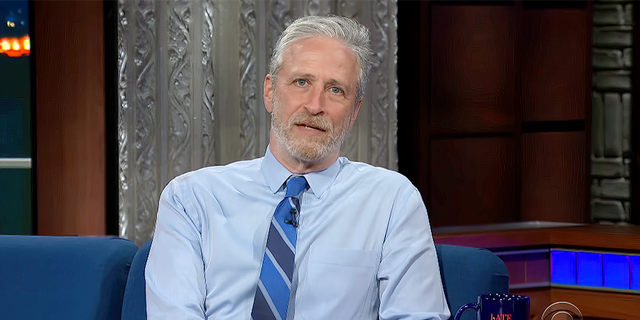 Jon Stewart is seen during an appearance on "The Late Show with Stephen Colbert." (CBS/The Late Show)