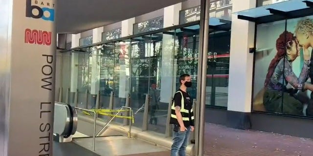 The Powell Street station in San Francisco where a woman was killed by a train departing the station Monday (KTVU FOX 2)
