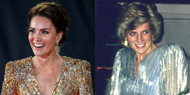 Kate Middleton and Princess Diana's dress featured similar shaping, necklines, colors and more.