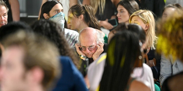 Jared Leto and Larry David attend the STAUD runway show during New York Fashion Week: The Shows at Spring Studios on September 12, 2021 in New York City. 