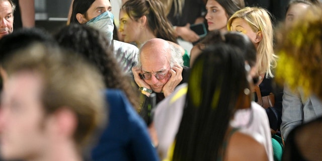 Jared Leto and Larry David attend the STAUD runway show during New York Fashion Week: The Shows at Spring Studios on September 12, 2021 in New York City.