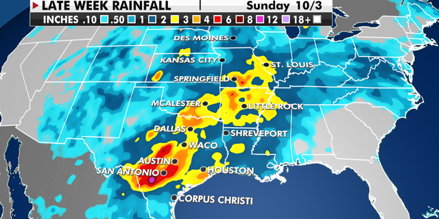 Late week rainfall for the U.S.