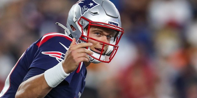 New England Patriots quarterback Mac Jones at Gillette Stadium on Aug 12, 2021.