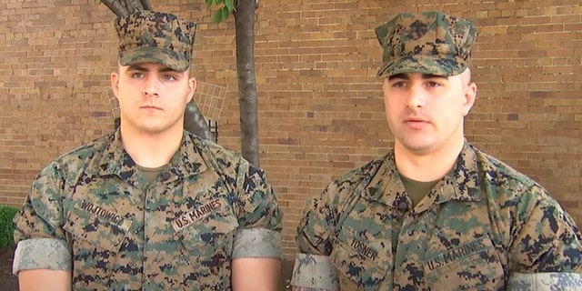 Cpl. Mitchell Wojtowicz and Cpl. Jared Tosner, who served with the Marine Corps Body Bearers, said that helping the stranded motorist was the right thing to do.