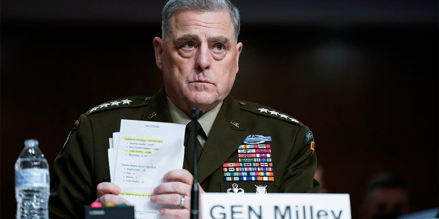 Chairman of the Joint Chiefs of Staff Gen. Mark Milley attends a Senate Armed Services Committee hearing on the conclusion of military operations in Afghanistan and plans for future counterterrorism operations, Tuesday, Sept. 28, 2021, on Capitol Hill in Washington. (AP Photo/Patrick Semansky, Pool)