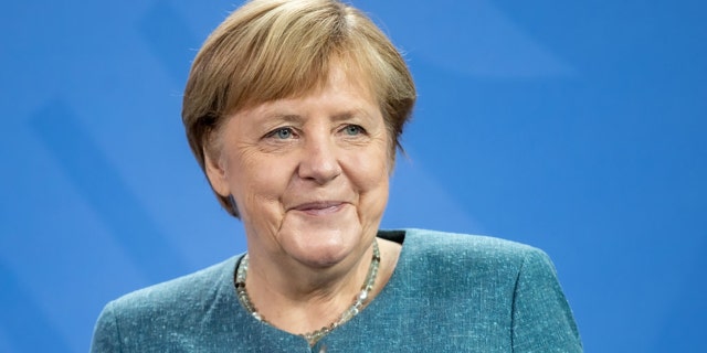 Former German Chancellor Angela Merkel attends a ceremony to receive the Buber-Rosenzweig medal at the Chancellery on Aug. 30, 2021 in Berlin, Germany. (Photo by Andreas Gora - Pool/Getty Images)