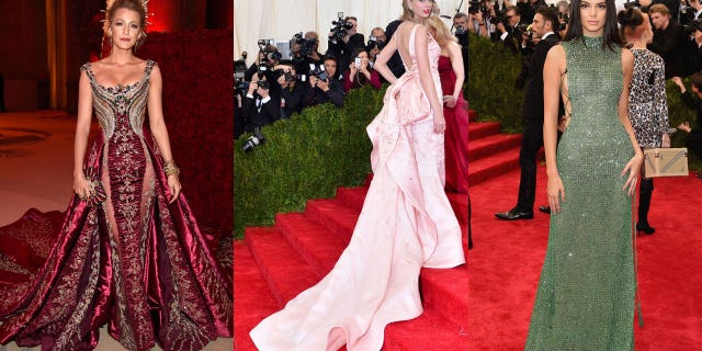 Blake Lively, Taylor Swift and Kendall Jenner appear on the red carpet at past Met Galas.