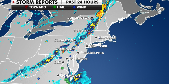 Storm reports in the past 24 hours