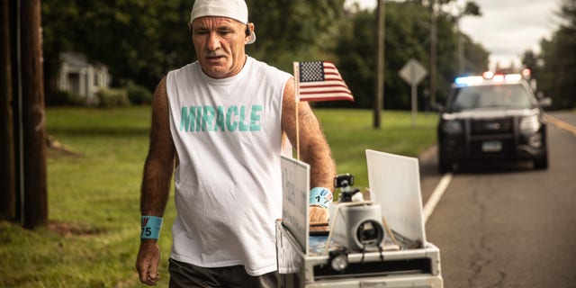Veneto started his journey on Aug. 21, right when Hurricane Henri was headed to the Northeast. Despite the storm, Veneto told Fox he still walked 18 miles that day.