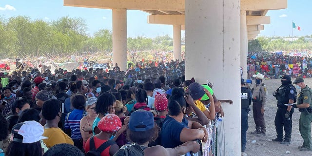 Sept. 18, 2020: Migrants camp under the International Bridge in Del Rio. [Rep. Pfluger.)