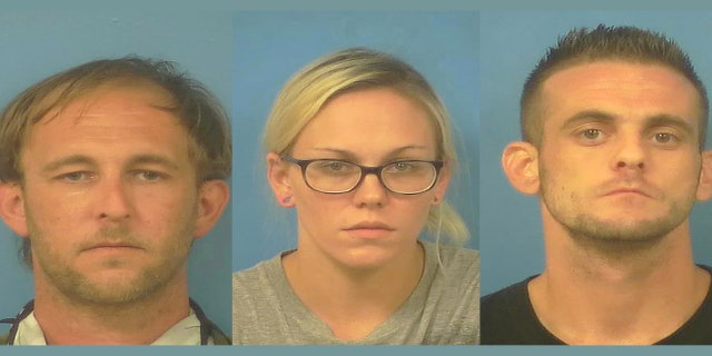 Brad Mehn, left, Heather Pate, middle, and Kevin Dent, right, have all been charged by the Nye County Sheriff's Office for kidnapping and Brad Mehn with murder for allegedly shooting Roy Jaggers.