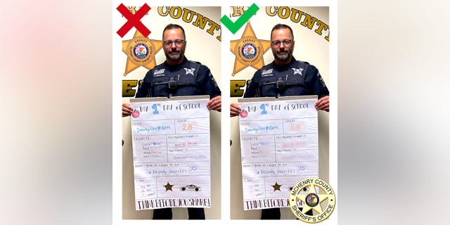 Deputy Sheriff Tim Creighton exemplifies a common back-to-school photo trend.