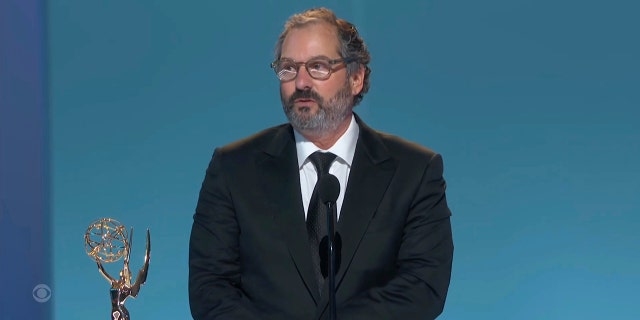 In this video grab issued Sunday, Sept. 19, 2021, by the Television Academy, Scott Frank accepts the award for outstanding directing for a limited or anthology series or movie for "The Queen's Gambit" during the Primetime Emmy Awards.