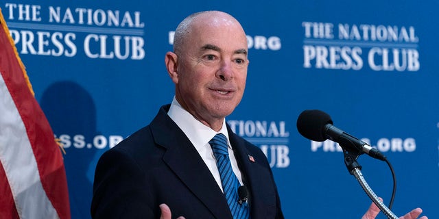 Secretary of Homeland Security Alejandro Mayorkas speaks during a news conference at The National Press Club in Washington Sept. 9, 2021. (AP Photo/Jose Luis Magana)