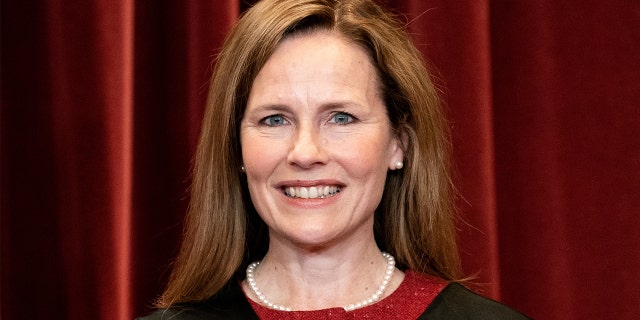 Associate Justice Amy Coney Barrett poses during a group photo of the Justices at the Supreme Court in Washington, April 23, 2021. Erin Schaff/Pool via REUTERS