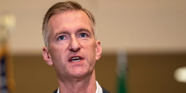 Portland Mayor Ted Wheeler speaks to the media at City Hall on August 30, 2020 in Portland, Oregon.