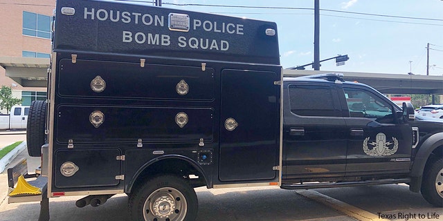 Houston Police bomb squad outside Texas Right to Life headquarters. Photo credit: Texas Right to Life