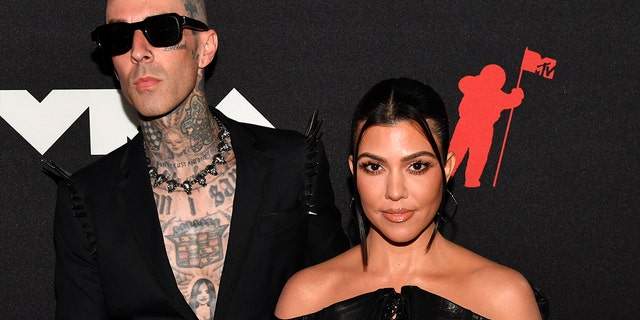 Travis Barker and Kourtney Kardashian made their red carpet debut at the 2021 MTV Video Music Awards at Barclays Center on September 12, 2021 in the Brooklyn neighborhood of New York City. 